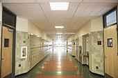 Empty school hallway