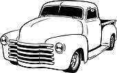 Clipart of illustration, lineart, classic, 1949, chevy, pickup, truck ...